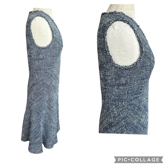 REBECCA TAYLOR Tweed Dress Navy Sleeveless Fit & Flare Fringe Women’s Size 8 NEW - Picture 11 of 16